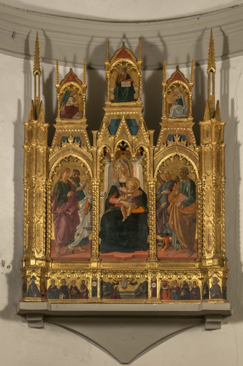 Trittico con Vergine e Bambino tra i santi, Baldassare di Biagio (1469)